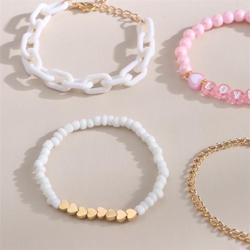 New Artifact Pink Niche Design Sweet Style Love Letter Decoration Butterfly Pendant Children's Bracelet 5-piece Set