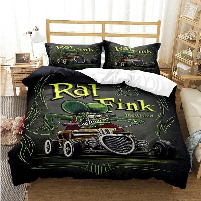 Cartoon Rat Fink Comfortable Duvet Quilt Cover Pillowcase Bedding Set Children Bedroom Decoration Home Textile