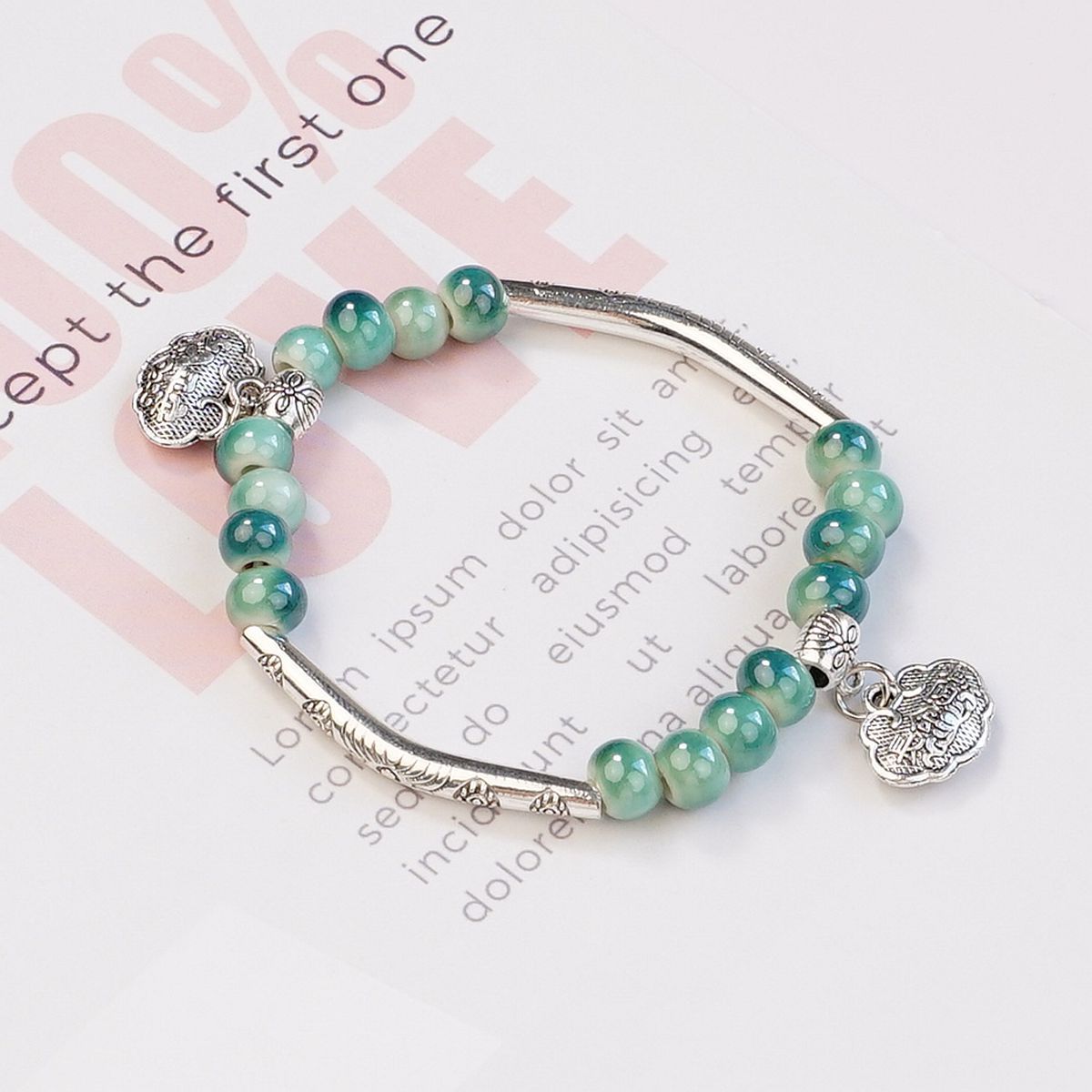 

Mint Mamba Color Jingdezhen Ceramic Bracelet New Chinese Simple Small Fresh Antique Beaded Literary Jewelry Wholesale