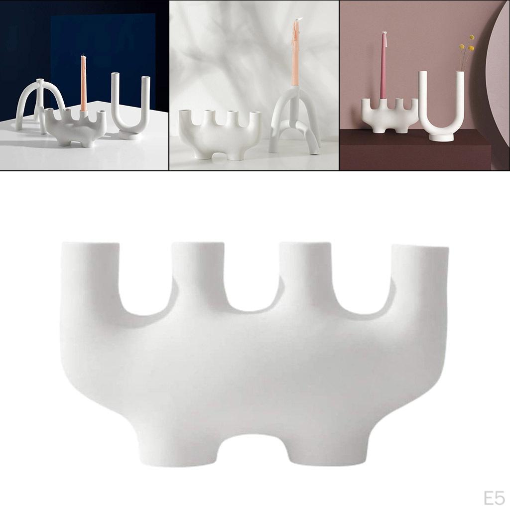 2 Pieces Abstract Ceramic Candle Holders Desktop Decoration Ornament for Yoga Gardens Spring