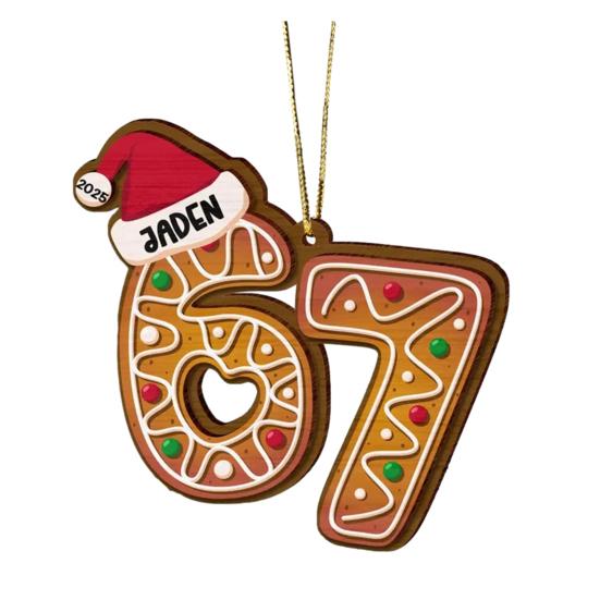 

Six Seven Wooden Ornament Funny Teen Slang Christmas Tree Ornament Humor 67 Meme Gift for Teenagers 4