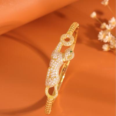 Leopard Head Mighty Full Zirconium Bracelet Trendy Line Temperament Versatile Popular Women's Jewelry