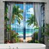 2pcs Tropical Beach Palm Tree Printed Curtains, Designed for Light Filtering, Quality Material, Ideal for Summer Holiday Home Wi