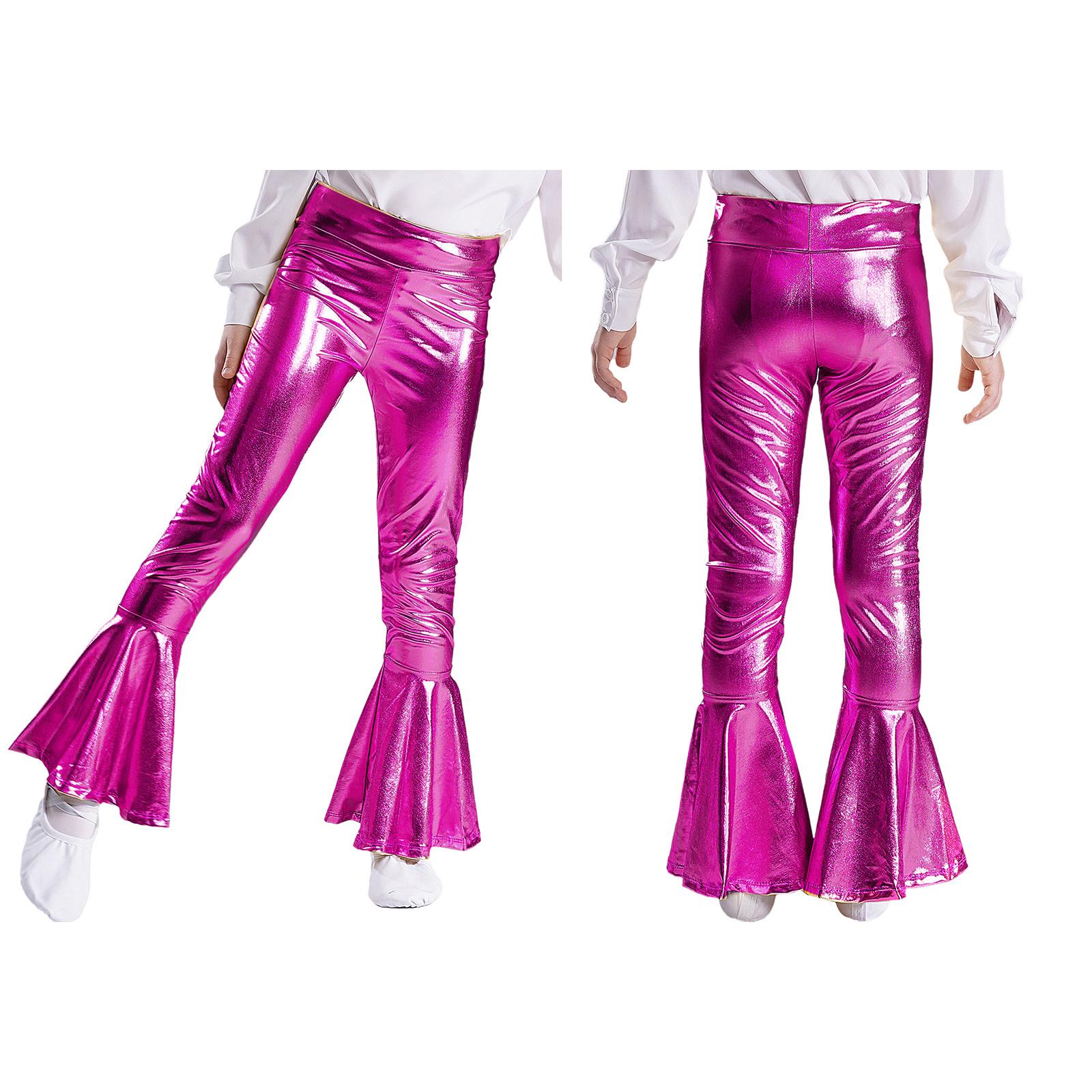 

Дитячий латиноамериканський сучасний танцювальний низ Блискучі металеві штани-кльош Штани-кльош із паєтками та оборками для танцювальних виступів Йога Легінси 7-8 Years гарячі рожевого кольору