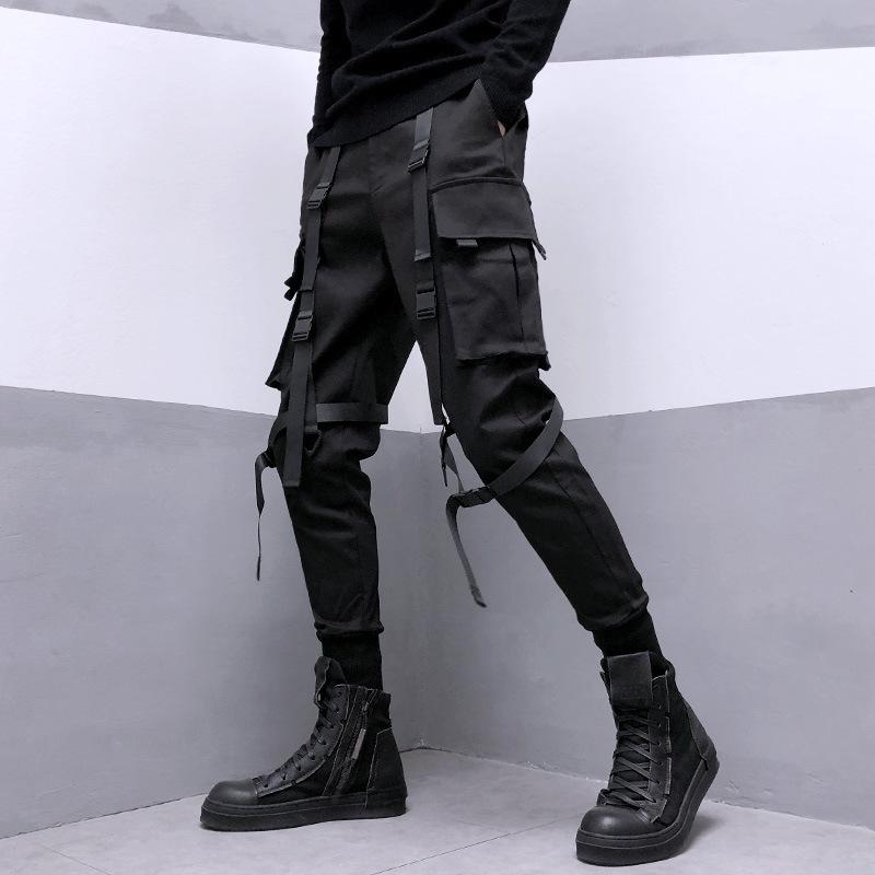Men's Fashion Brand Loose-Fit Overalls: Cuffed, Straight-Leg, Trendy Hip-Hop Trousers for Comfort and Versatility.