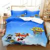 Cartoon Bedding Set Super Wings Duvet Cover Comforter Bed Set Quilt Cover Pillowcase,King Queen Twin Size Boys Girls Adults