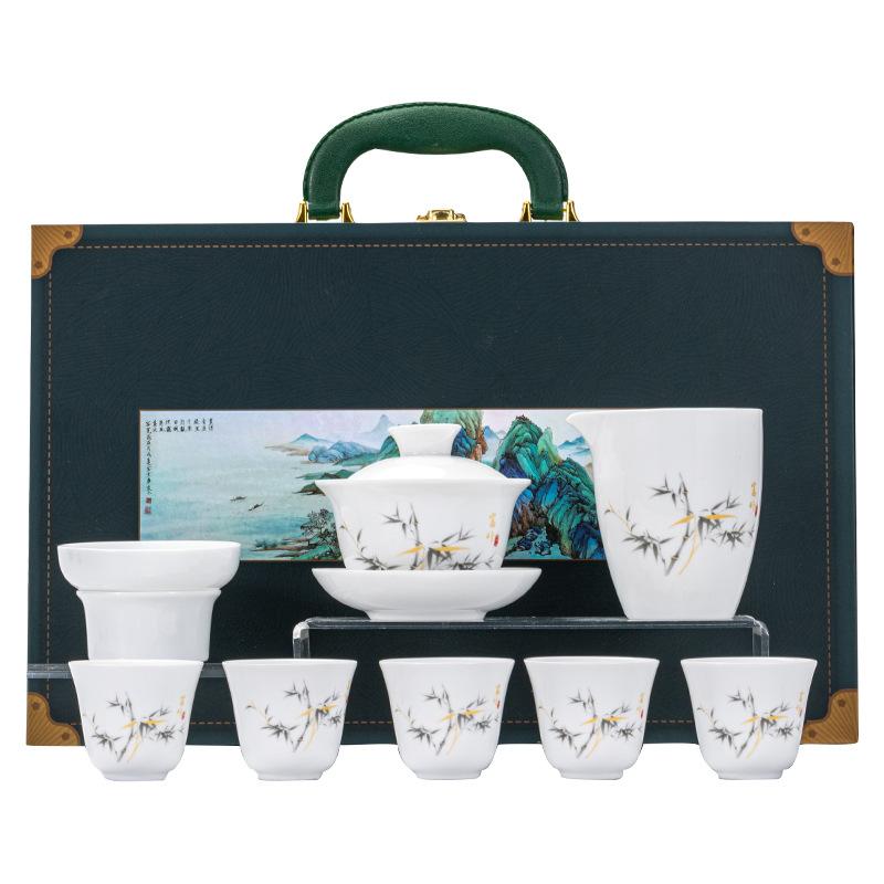 

Чайный набор Кунг-фу 2025 новый легкий люкс хай-энд китайский стиль белый фарфор офис бизнес-подарок
