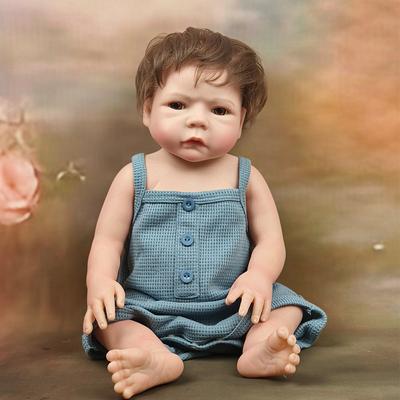 49cm Whole Body Silicone Reborn Baby Girl Doll So Real Looking Frown Newborn Doll Handmade Rooted Hair Baby Boy Dolls for Kids Birthday Christmas Gift