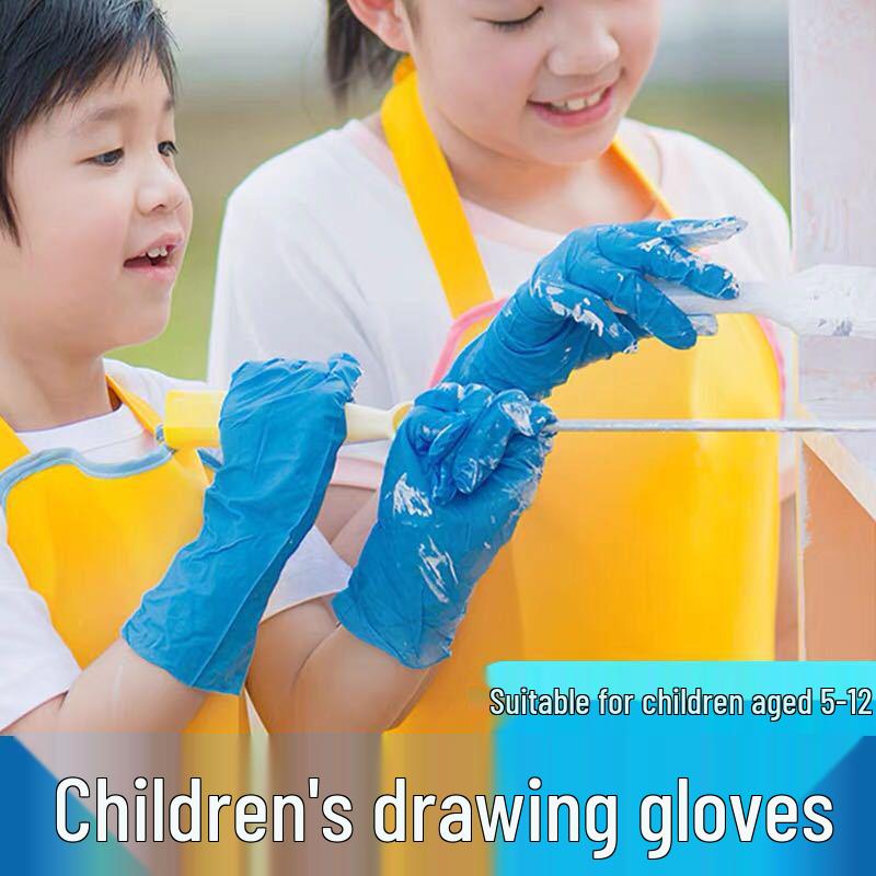 Kids' Individually Packaged Thick Disposable Latex Gloves for Painting, Cooking, and Dishwashing