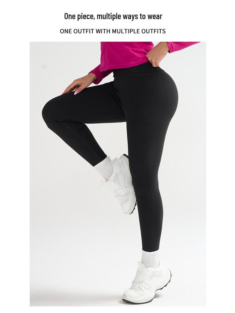 Women's High Waist Thermal Fleece Yoga Pants for Autumn and Winter - Hip Lift & Base Layer Fitness Leggings
