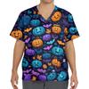 Men's Short Sleeve V-Neck Halloween Print Chest Pocket Care Top
