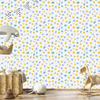 Wallpaper Flowers White, Cream and Azure for Living Room and Bedroom 50x1000