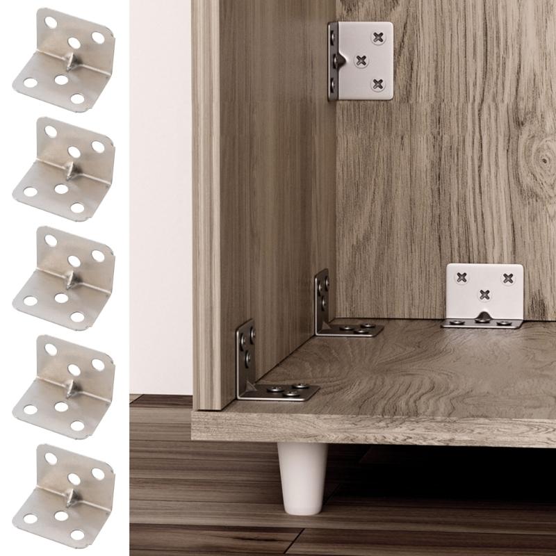 10Pcs Stainless Steel L Corner Brace Heavy Duty Furniture Joint Corner Brackets 90 Degree Fixed Brackets Hardware