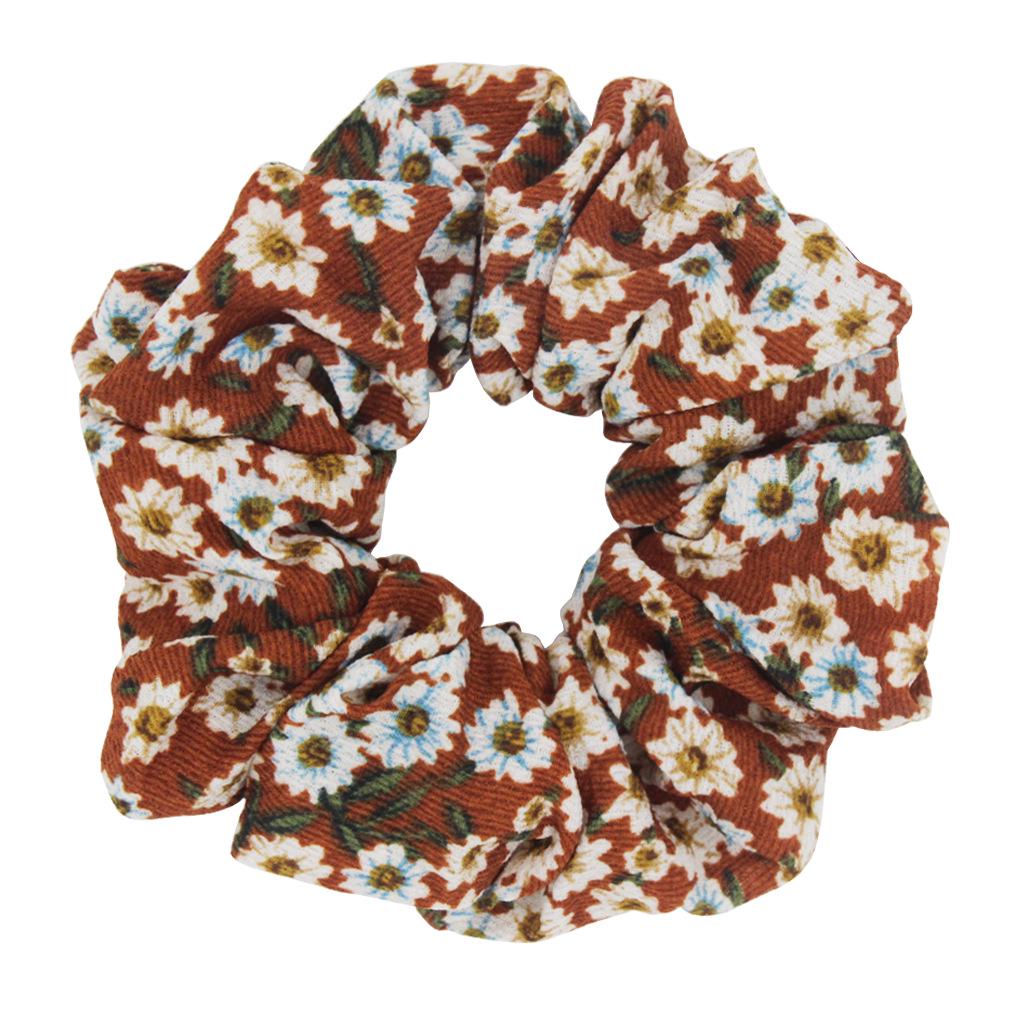 Korean Daisy Floral Hair Tie - Polyester Cotton Elastic Band