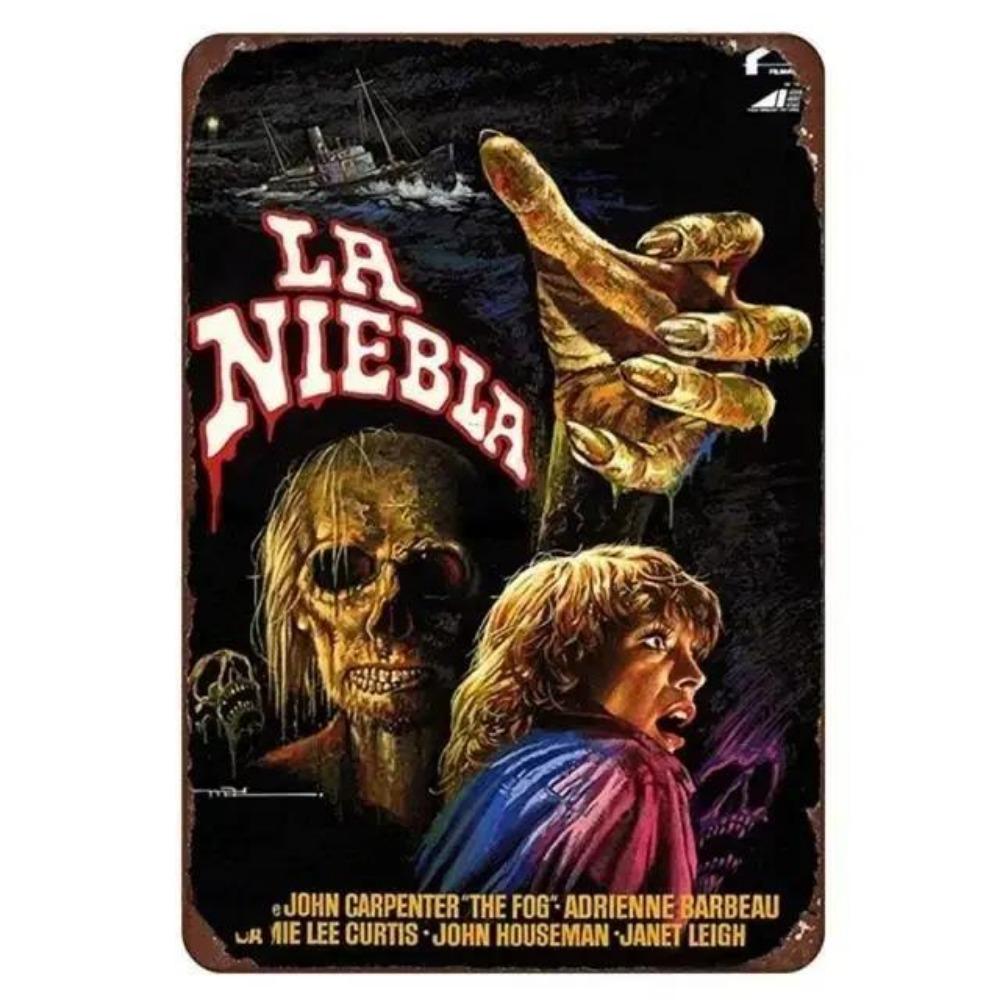 Kovové nástěnné umění Halloweenská hororová dekorace 20x30cm Domácí Jeskynní Muž Filmová cedule