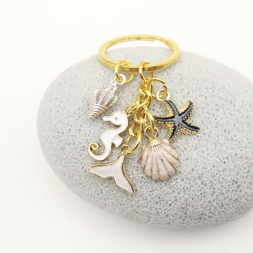 Creative Starfish Drip Oil Keychain Pendant for Women
