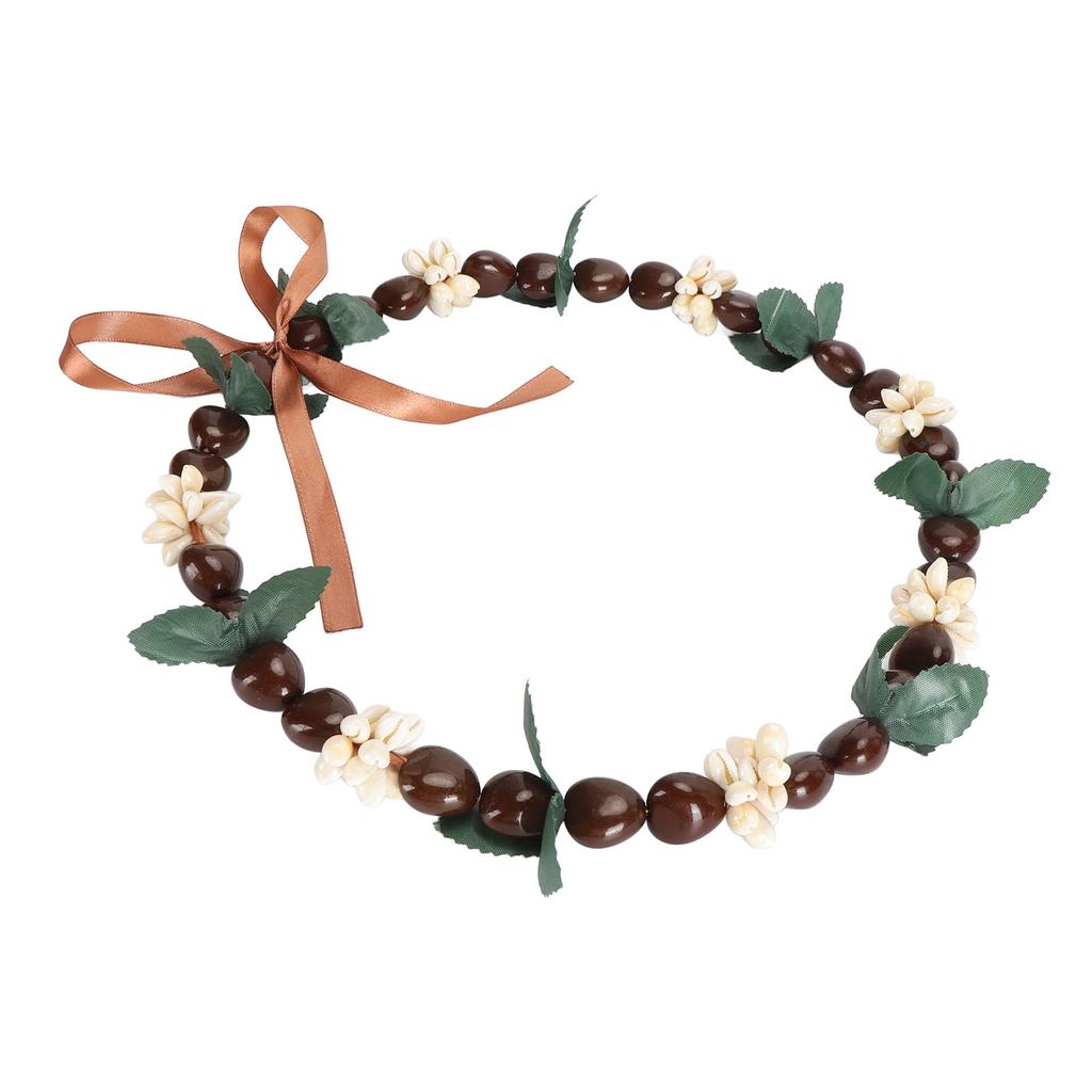 Hawaiian Kukui Nut Lei Necklace Elegant Fashionable Hand Crafted Graduation Shell Kukui Nut Lei Necklace for Graduation