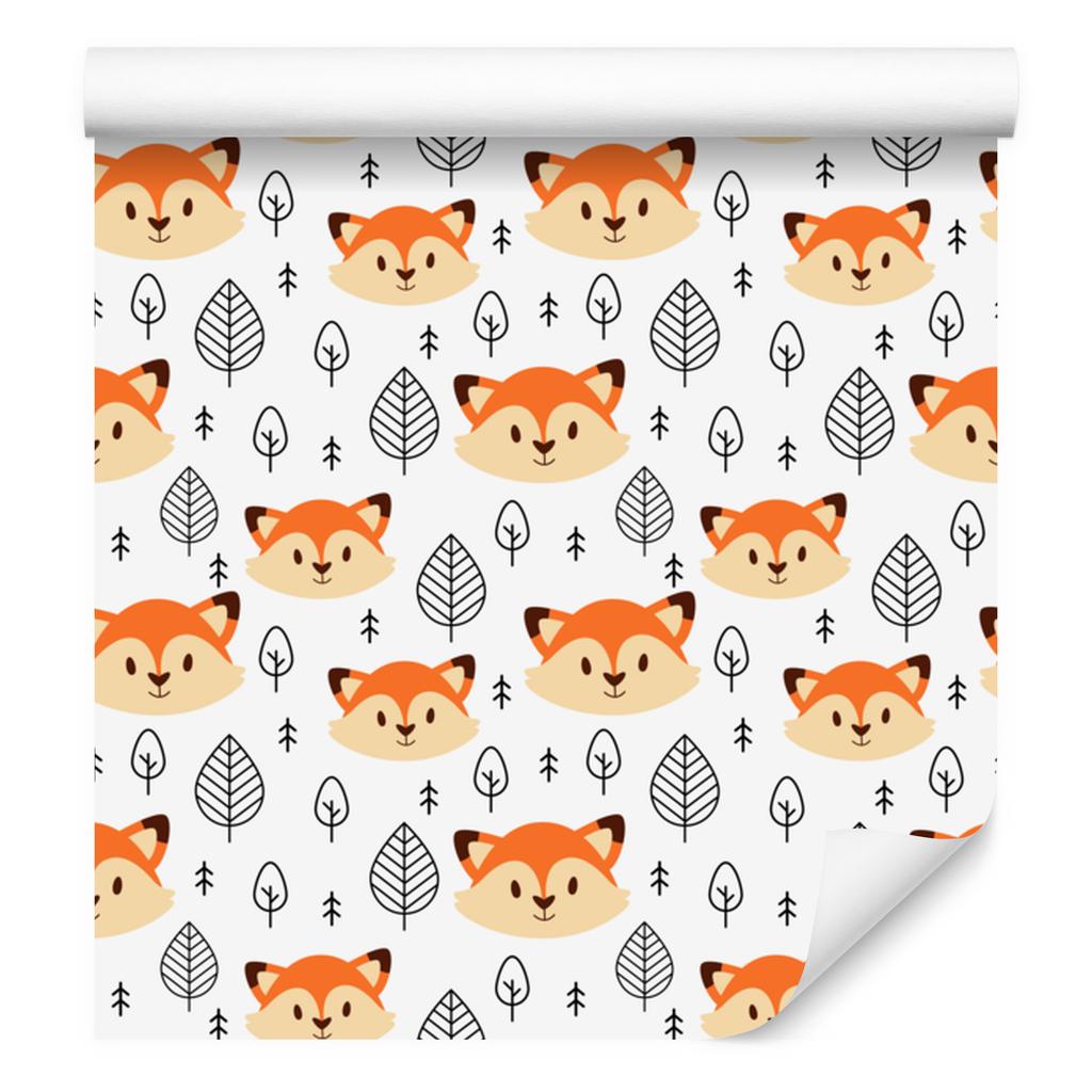 Foxes Wallpaper White and Light Gray for Living Room and Bedroom 50x1000