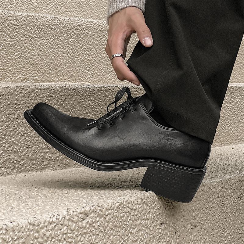 2025New Genuine Leather Casual Derby Shoes Men British Style Comfy Platform Lace-up Business Shoe Handmade Designer Tooling Shoe