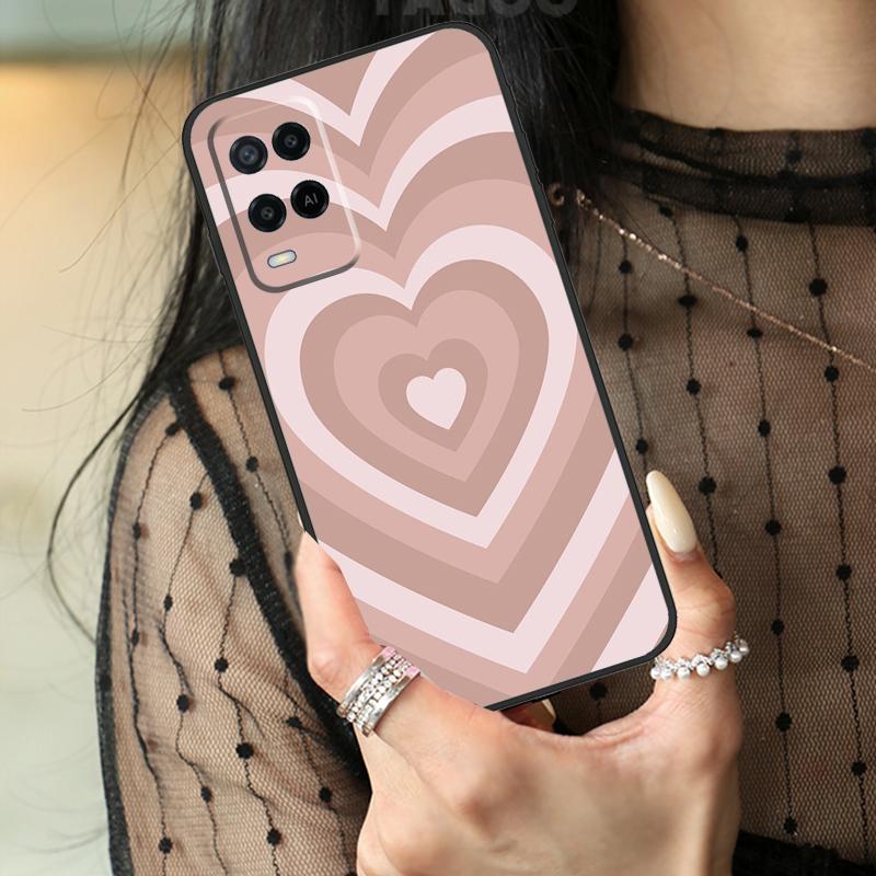 Sage Green Coffee Love Heart Latte Case For Oppo A78 A98 A18 A38 A58 A60 A80 A40 A96 A76 A16 A94 A74 A54 A15 A17 A57 A77 A5 Pro