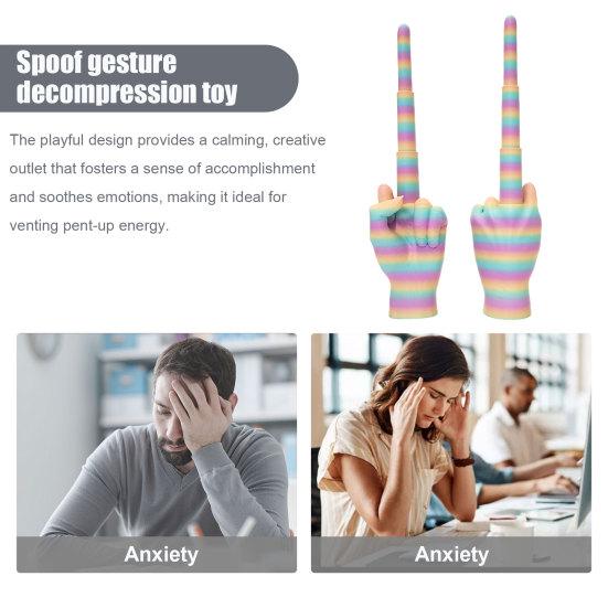 3D Printed Retractable Middle Finger Telescopic Middle Finger Figurine Stress Relief Toy Home Office Living Room Desktop Decoration Ornament Gag Gift