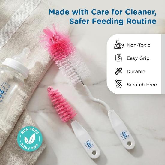 Mee Mee 360° Movable Nylon Bristle Baby Feeding Bottle & Nipple Cleaning Brush | Ergonomic Handle | Easy To Clean Bottle Corners for Narrow Neck