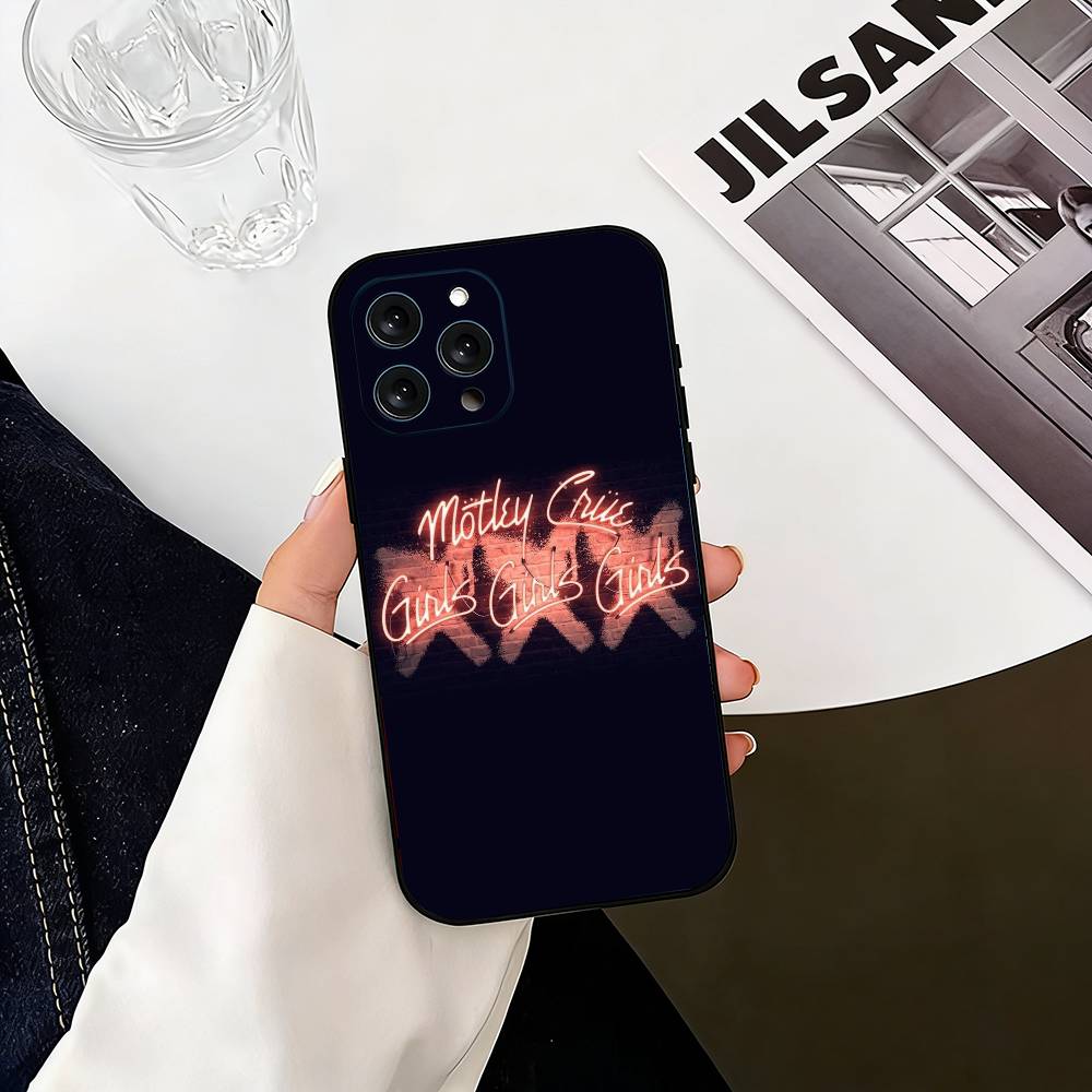 

Retro Motley crue Phone Case For iPhone 17, 16,15,14,13,12,11 Plus,Pro Max, Others Soft Black Cover iPhone16pro