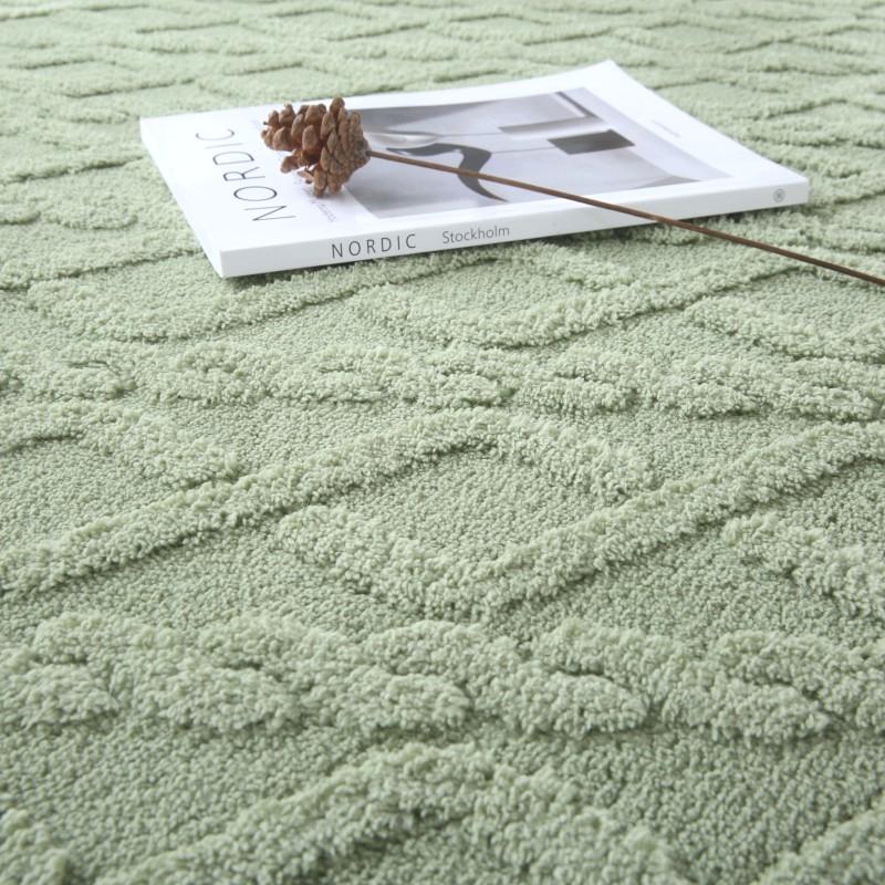 Plush Jacquard Carpet Anti-Slip Living Room Coffee Table Mat Gray Beige Simple Bedroom Bedside Rug Home Decorative Floor Cover