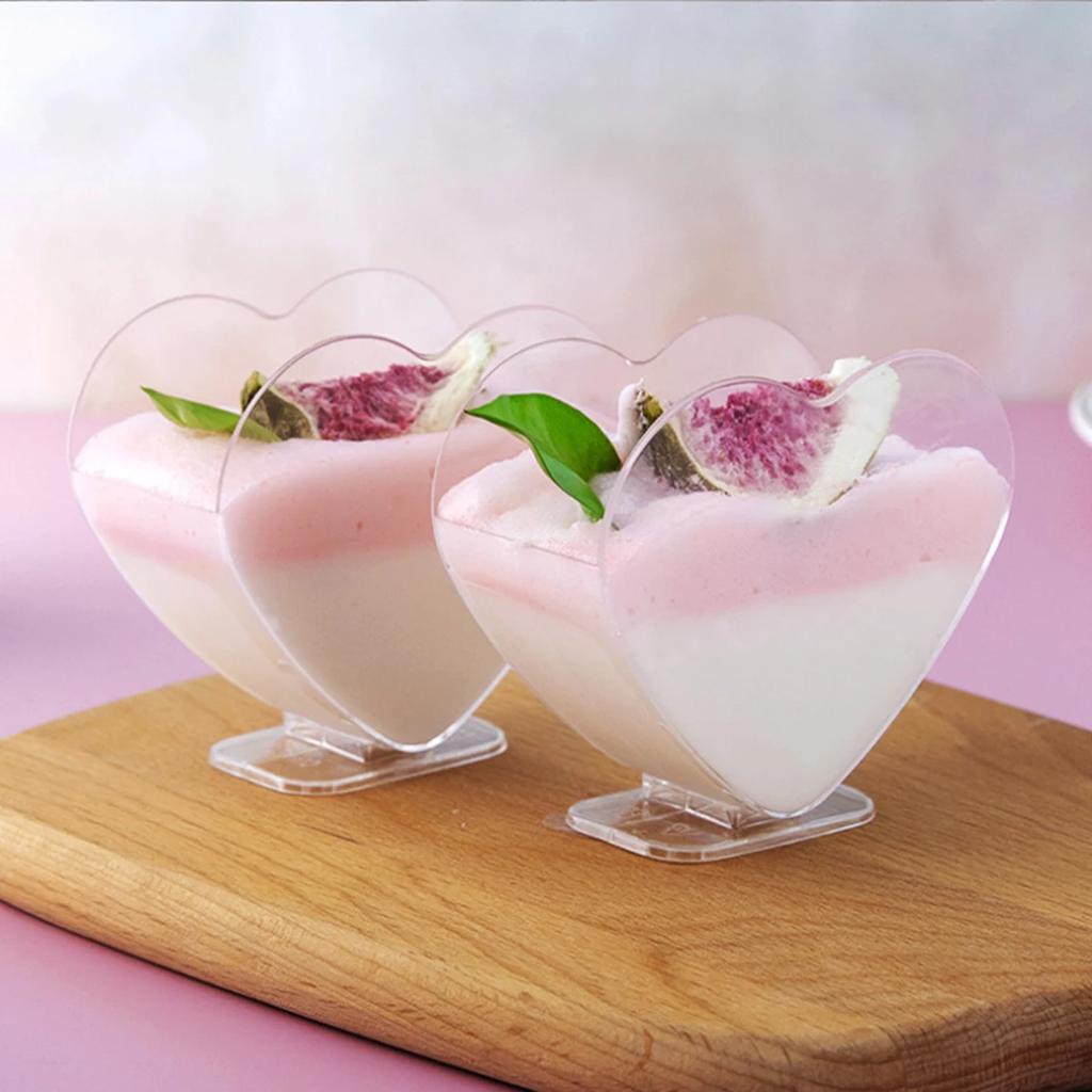 10pcs- Heart-shaped mousse cup pudding cup Heart-shaped jelly cup Tiramisu cup Dessert cup Plastic dessert cup