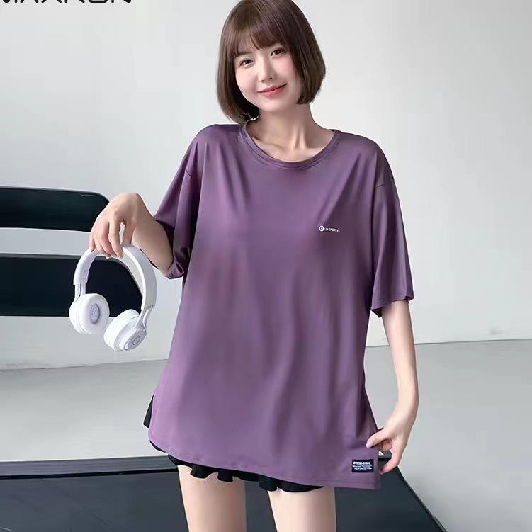 

Женская футболка для йоги больших размеров с эффектом похудения и быстрой сушки - Удобная свободная посадка для фитнеса и бега XL