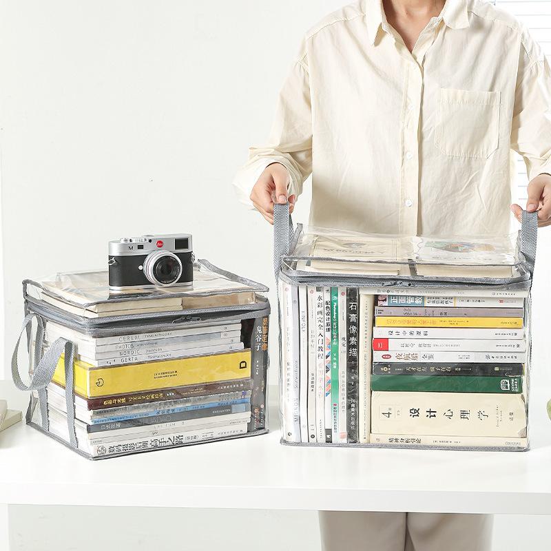 Large Capacity Foldable Storage Box Student Dormitory Classroom Book Storage Box Transparent Waterproof Home Book Box.