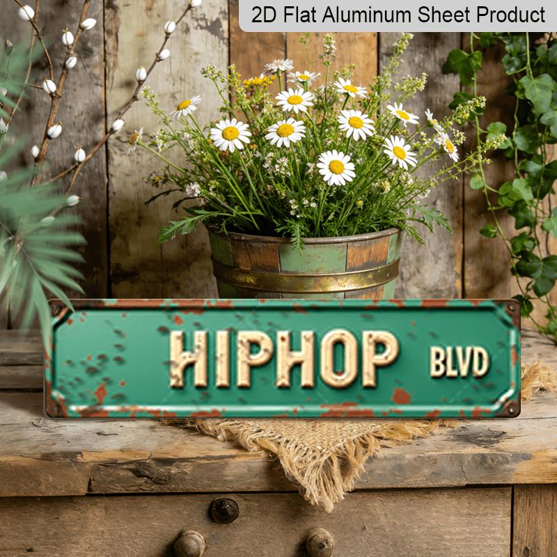 

15.7×3.94inch Metal Sign, Featuring a Vintage Hip Hop Boulevard Street Design. Aluminum decorative sign - This Metal Wall Art Serves As Urban Retro 40cm x 10cm