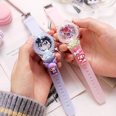 Sanrio Kids' Silicone Luminous Watch - Cartoon Theme, Glow-in-the-Dark, Perfect Gift for Elementary Students