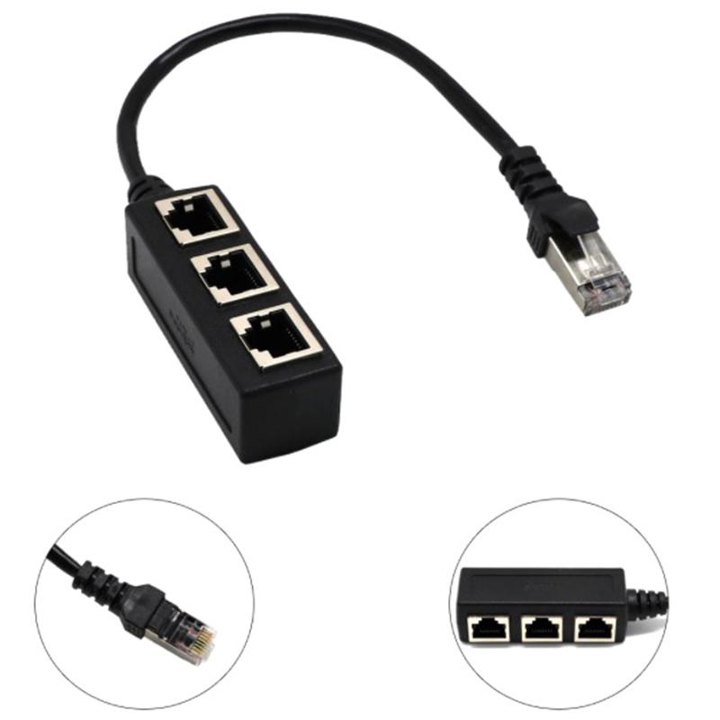 Ethernet Cable Splitter Network Adapter Ethernet Splitter 1 To 3 Cable Rj45 Lan Ethernet Connector Adapter