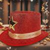Wide Brim Shiny Jazz Hat Woolen Festival Party Cap Cool Suit Top Hat  Fashion Show