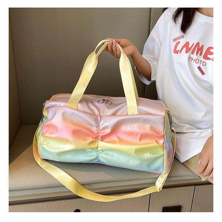 Sports Yoga Gym Bag Women Dry Wet Separate Large Capacity Short Travel Bag Gradient Handbag Crossbody