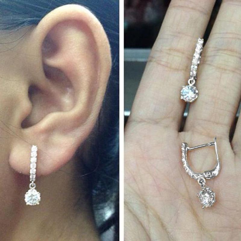 Youthful Temperament Minimalist Design Single Zircon Ear Buckle Zircon Accessory Fresh Cute Korean Style