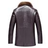 Herren Winter Waschbärfellkragen Oberbekleidung Männlich Mittellang Slim Verdickt Jacken Einfarbig Warm Lederbekleidung