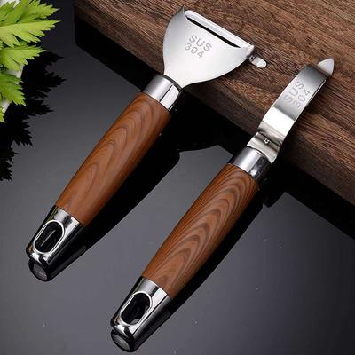 Éplucheur en acier inoxydable 304 avec manche en bois de rose, râpe à légumes multifonctionnelle, éplucheur de pommes de terre, râpe à fruits, gadget de cuisine