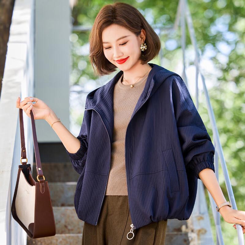 

Women s Petite Hooded Casual Windbreaker XL