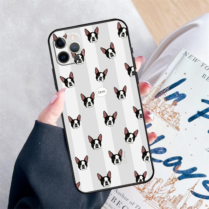 

Funny Boston Terrier Dog Phone Case For iPhone 15 16 Pro Max 11 12 13 Mini 14 Pro Max XR 15 16 Plus 16e Cover Coque iPhone 16e