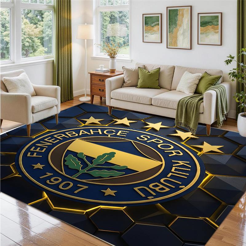 Fenerbahçe FC Design Crystal Velvet Rug Soft Decorative Mat for Bedroom Entrance