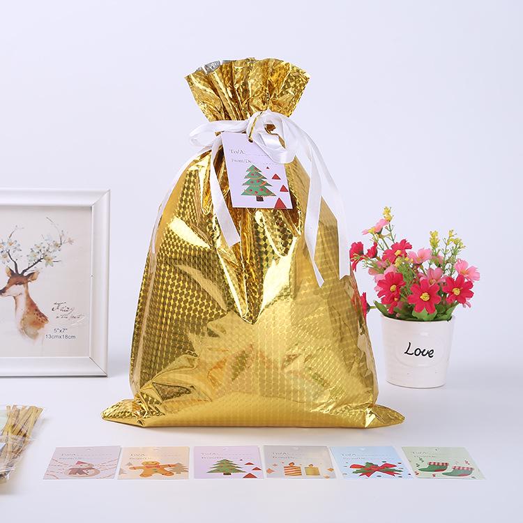 Merry Christmas Drawstring Gift Bag New Year 2024 Large Candy Cookie Packaging Bag Navidad Christmas Home Decoration Gift Bags