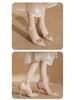Zyp-LQ Women's Stiletto Pointed Toe Heels, Microfiber Leather, Chain Buckle, Sizes 31-44