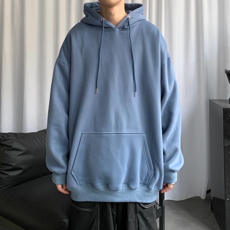 Solid Color Sweater Spring And Autumn Hong Kong Style Couple Hooded Jacket Loose Trend Student Autumn Clothes