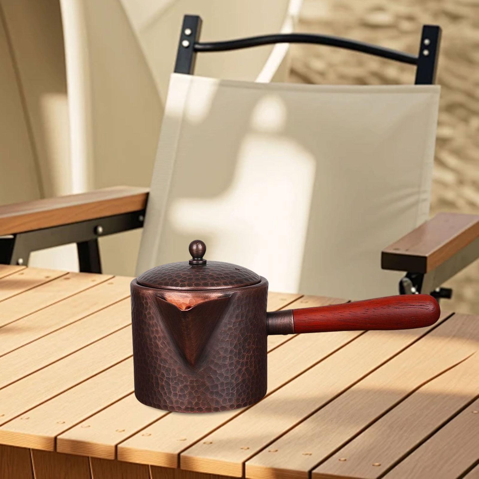 Tea Pitcher Copper Tea Kettle 430ml Gong Kung Fu Tea Cup Coffee Pot with Lid Water Jug Copper Teapot for Tea Room Household