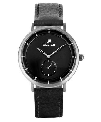 Profile Leather Strap Black Dial Quartz 50246STN103 Men's Watch