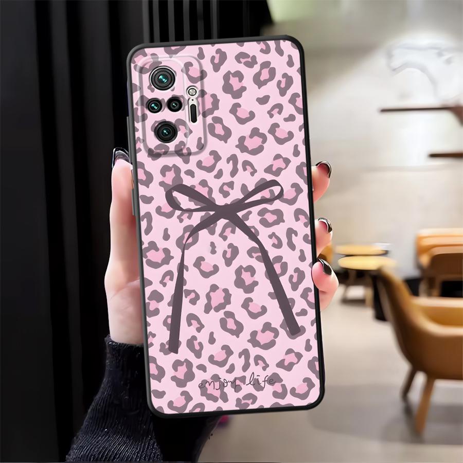 Creative Leopard Print Bow Phone Cover Case for Xiaomi Redmi Note 14 A1 12C 13C 14C A3 12 11 13 Pro Plus A4 A5 K80 9 8 7 10 A2