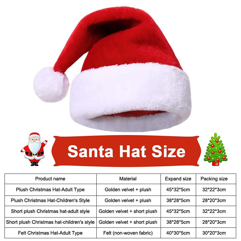 Christmas Plush Hat Santa Novelty Hat Kids Christmas Clothing Accessory Dress-Up Decor Prop For Santa Claus Gift Party Supplies