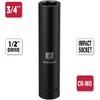 MIXPOWER 1/2" Dr. x 3/4-inch Extra Long Deep, 6 Point Impact Socket, Cr-Mo Alloy Steel, Radius Corner Design, Dual Size Markings, 5 inch Length